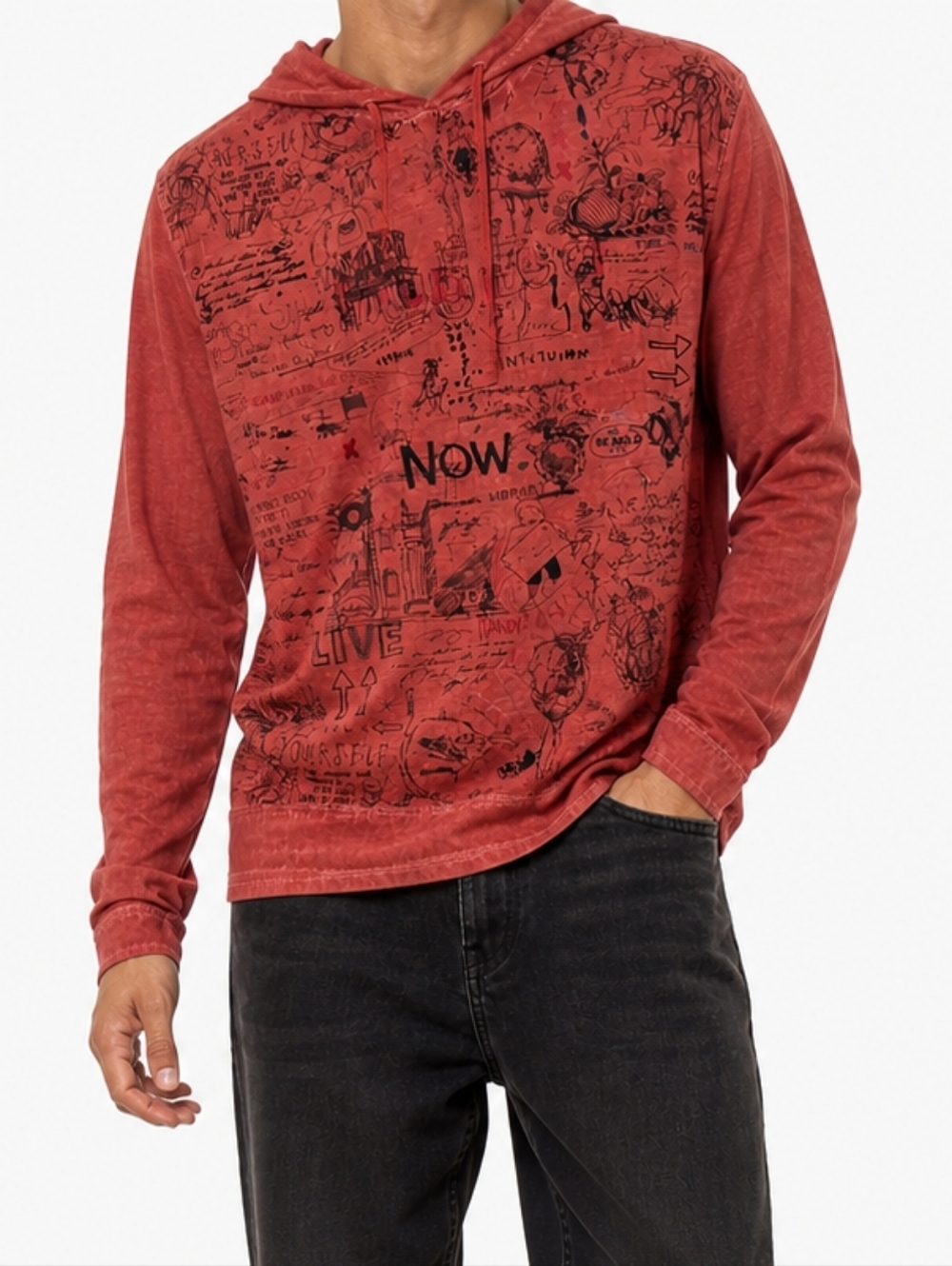 Desigual ($160) Red Graphic Hoodie NWT Abstract Print Pullover Sweatshirt